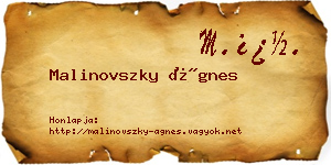 Malinovszky Ágnes névjegykártya