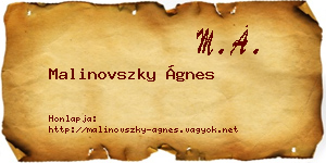 Malinovszky Ágnes névjegykártya